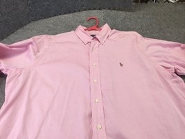 Ralph Lauren Classic Fit Long Sleeve Shirt Pink Flesh Pony Size 16 1/2, 34-35 - £10.14 GBP