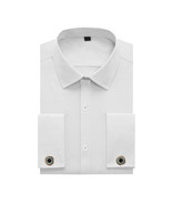 Men’s Regular Fit Button Down Textured Pattern Cufflinks Dress Shirt XL - £12.97 GBP