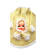 Handmade Crochet Bed Pillow Doll cover yellow And white 14&quot; Round - $249.31 MXN