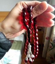 Red Amber Prayer Beads Muslim Tesbih Misbaha Tasbeeh Islamic 33 Fire New - £17.41 GBP