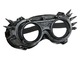 Metallic Silver Spiked Steampunk Adult Costume Welding Goggles with Flip Up Lens - £14.47 GBP