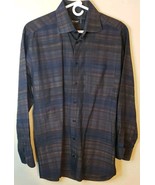 St. Croix Shirt Men’s Medium Cotton Long Sleeve Button Up Striped Plaid ... - £22.46 GBP