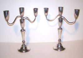 Sterling Silver EMPIRE 3 Arm 12&quot; Candelabra Pair 1930s-50s - Free Ship Available - £255.64 GBP