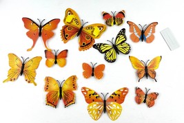 NEW 12 pc Butterflies Wall Stickers Decoration 3D Wedding Home Decor Yel... - £10.75 GBP