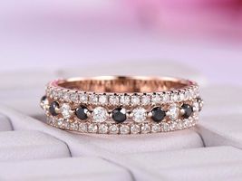 0.75Ct Round Cut Diamond Stackble Eternity Wedding Ring 14K Rose Gold Finish - £74.73 GBP