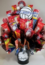 VOLLEYBALL Candy Bouquet Tin Pail! Perfect Gift for Birthday, Award, or Get Well - £48.10 GBP