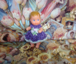Hand Crochet Dress For Barbie Baby Krissy Or Same Size Dolls #140 - £9.37 GBP