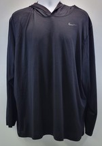 QQ) Nike Men Dri-Fit Long Sleeve Black Hoodie T-Shirt XXL Lightweight Sw... - $19.79