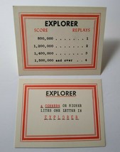 Shuffle Explorer Chicago Coin Arcade Game 1958 NOS Score Card Set Of 2 O... - $37.53