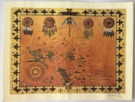Map of Territory of Crazy Horse 1841-1877 Lakota Native Wall Art Poster Signed b - £19.37 GBP