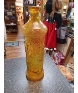 Vintage Amber Yellow  Embossed Fruit Bottle Decorative Decanter Italy 15&quot; - $637.63 MXN