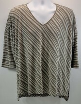 L) Dana Buchman Woman Pullover Diagonal Stripped Blouse Shirt Large - $218.74 MXN