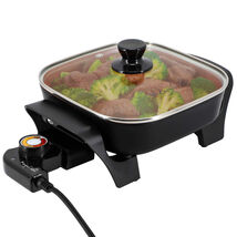 MegaChef 8 Inch Electric Skillet with Lid in Black with Copper Coating - $63.16