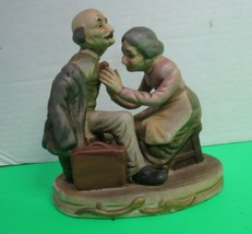 Vintage Porcelain Figurine Old Woman Fixing Old Man&#39;s Tie 5.5&quot; Tall 5&quot;L - £15.55 GBP