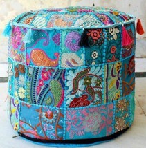 Indian Pouf Ottoman Covers Patchwork Footstool Embroidery Bohemian Pouffe JP248 - £16.93 GBP+