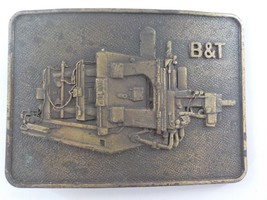 B&amp;T Vintage Belt Buckle Brass 80&#39;s 3D Stamp B&amp;T Cold Chamber Die Casting Machine - £11.23 GBP
