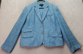 Talbots Blazer Jacket Women Size 18 Blue Cotton Pockets Single Breasted 2 Button - £14.51 GBP