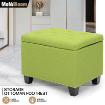 24&quot; Green Tufted Storage Poufs Ottoman Bench Upholstered Footrest Lift Top Stool - £110.30 GBP