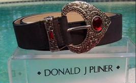 Donald Pliner Rust Suede Metallic Leather Belt New Sz XS/S/M $165 Nwt Match Shoe - £43.39 GBP