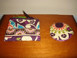 Vera Bradley Plum Crazy Coin Purse &amp; Pocket Mirror - £29.56 GBP