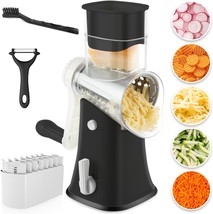 Cheese Grater with Handle 5 in 1 Cheese Shredder Rotary Vegetable Potato Slicer  - £41.40 GBP