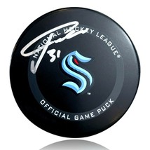 Philipp Grubauer Autographed Seattle Kraken Official Puck Fanatics COA Signed - £64.51 GBP