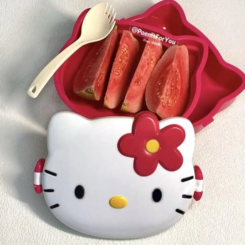 Kawaii Sanrio Hello Kitty Anime Cartoon Cute Plastic Lunch Box Children Student - £11.80 GBP+