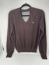 Abercrombie &amp; Fitch Sweater Wool Blend V Neck Pullover Brown Logo Sz Men... - £11.00 GBP