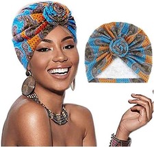  1Piece African Pattern Headwrap Pre-Tied Bonnet Turban Knot Beanie Ca - £9.01 GBP