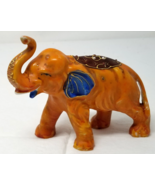 Asian MCM Elephant Figurine Japanese Ceramic Reddish Orange Trunk Up Medium - £14.84 GBP