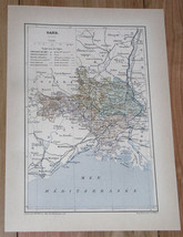 1887 Antique Original Map Of Department Of Gard Nimes / France - £18.01 GBP