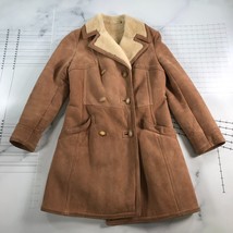 Vintage Abercrombie and Fitch Shearling Coat Womens 10 Brown Lambskin 50s 60s - £220.76 GBP