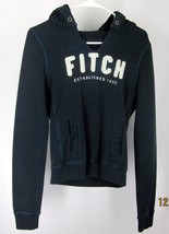 Abercrombie &amp; Fitch Girls Medium Blue Pullover Hoodie Stitched Graphic Pockets - £18.60 GBP