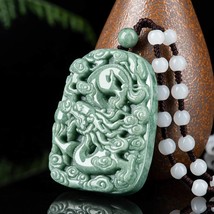 Craving Both Side Authentic Bruma Flying Dragon A Grade Jade Pendant Necklace - £61.15 GBP