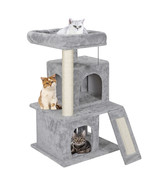 34&quot; Cat Tree Activity Scatch Tower Kitty Play House Plush Perch w Ladder... - £56.74 GBP