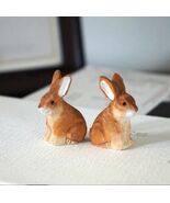 2Pcs Wooden Bunny Figurine, Mini Sitting Rabbit Ornament Home Decor - $17.62