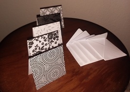 Handmade Black/White and Gray Mini Note Cards, Set of 5 - £6.35 GBP