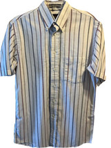 Arrow Vintage Mens 15 White Striped Short sleeve Button Down oxford Shirt - $13.85