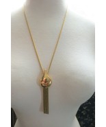 VTG Monet Pendant Couture Necklace Chain Designer Gold Plated 25&quot; Dangle... - £39.31 GBP