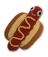 Knit Knacks Hot Dog Organic Cotton Small Dog Toy - Teeth Cleaning - £10.67 GBP