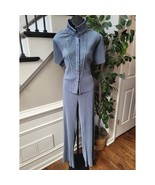 MANIER E DE VOIR 2 Piece Suit Womens Size 12 Blue Striped Short Sleeve M... - $134.49 CAD