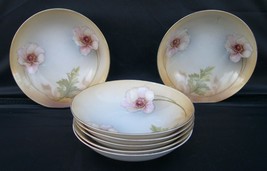 Antique Victorian Lot of 7 German Porcelain Poppy Flower Dessert Bowls - £38.53 GBP