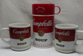 (2) Campbell&#39;s Soup Coffee Mugs + Soup Can-tainer Thermos Collectable 1981 USA - £19.55 GBP