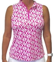 Nwt Ladies Gottex Geo Hot Pink Sleeveless Mock Golf Tennis Shirt - M L &amp; Xl - £39.95 GBP