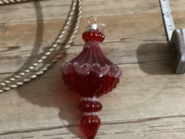 Vintage Red Glass  Collectible Finial Icicle  Christmas Tree Ornament - £14.98 GBP