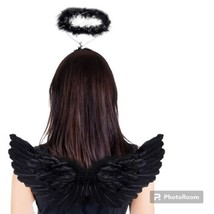 Angel Feather Wings with Halo Ring Headband Costume Prop Cosplay Adult Teen Kids - £7.91 GBP