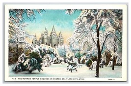 Great Mormon Temple Grounds In Winter Salt Lake City Utah UT UNP WB Postcard W22 - £3.11 GBP