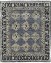 9' X 12' Blue and Gray Wool Floral Hand Knotted Area Rug - €2.388,87 EUR