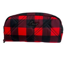 Lug Bobsled XL Eyeglass Case Red Black Buffalo Plaid Checks Quilted Zipper  - £17.27 GBP