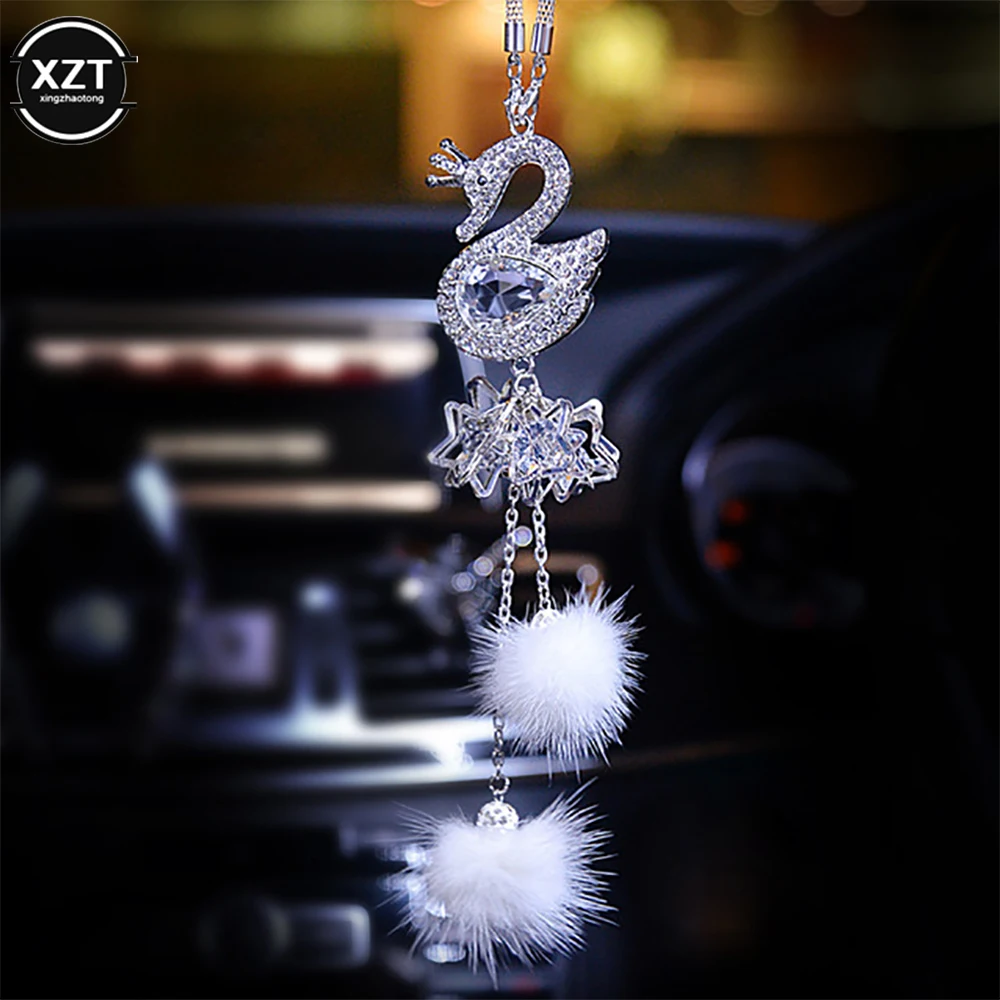 Car pendant car pendant rhinestone plush ball rear view mirror hanging decor accessorie thumb200